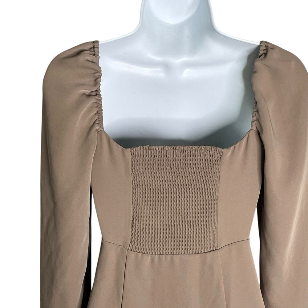 Wilfred Aritzia Tulum Midi Dress Women's Size 2 High Slit Sweetheart Neck Taupe - Picture 5 of 8